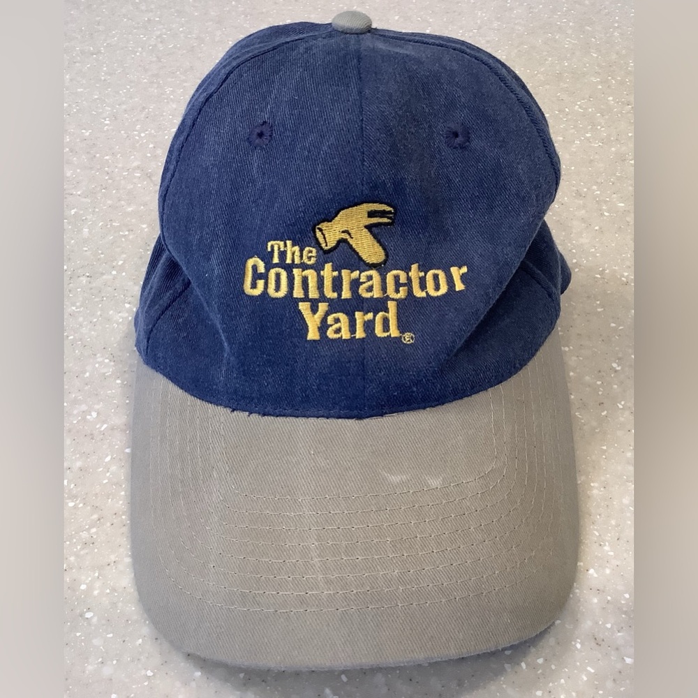 The Contractor Yard Baseball Cap Blue and Tan Adjustable Hat